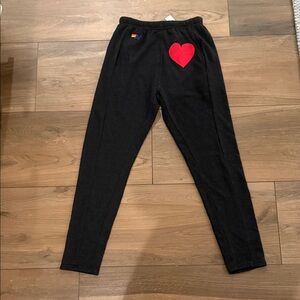 AVIATOR NATION HEART STITCH JOGGER SWEATPANTS - BLACK - NWT - retail $156